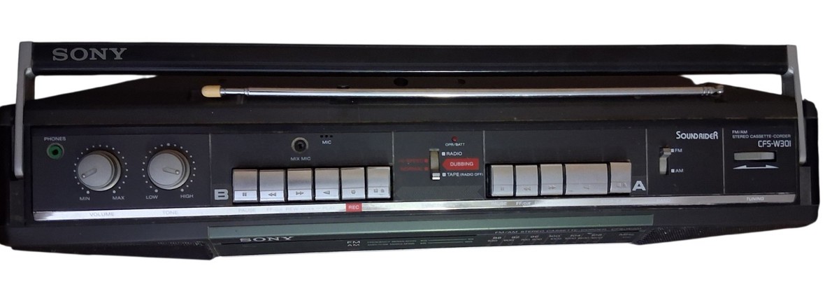 Sony CFS W301 Am FM Dual Cassette Portable Radio Boombox Recorder