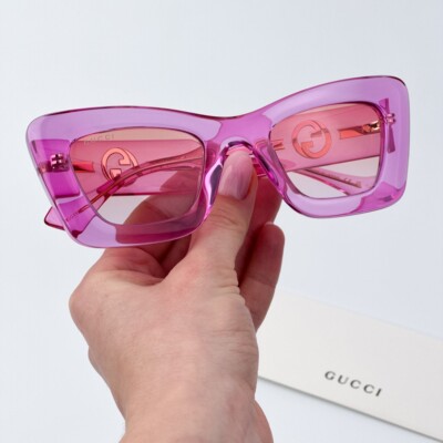 Gucci Women Sunglasses Trans Pink Orange Violet Grad Butterfly