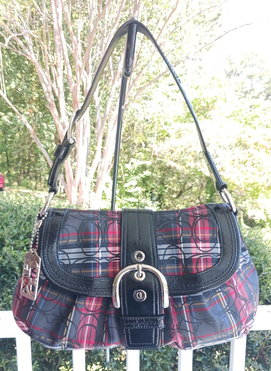 Coach F15485 Vintage Black & Red Soho Signature C & Patent Leather