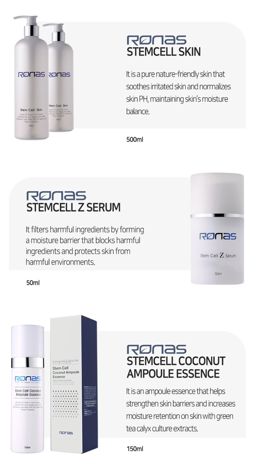 RONAS] Stem Cell Coconut Ampoule Essence 150ml EXP 2025-06-07