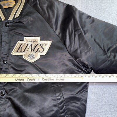 Vintage Los Angeles Kings Jacket Large Black Chalk Line Satin 90s