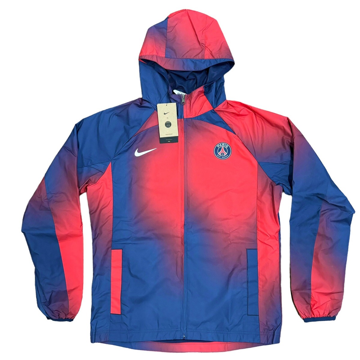Nike PSG Paris Saint-Germain Gradient Blue Rain Jacket, Size Med