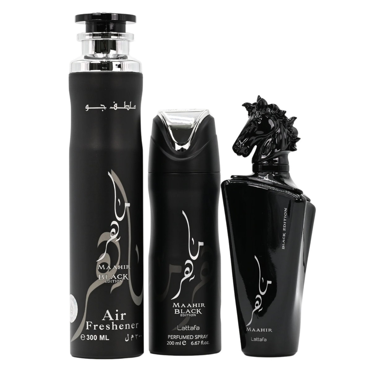 Maahir Black Edition by Lattafa for unisex 3pcs Gift set New in