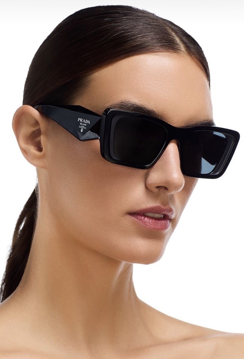 PRADA SYMBOLE PR 08YS 1AB5SO Black Silver Grey Lens Women