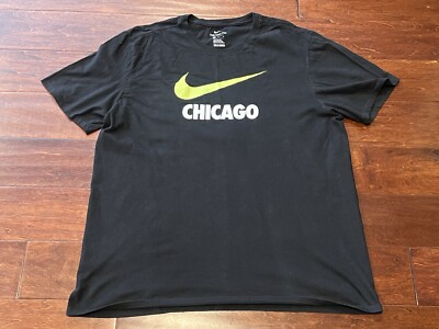 Nike Town Chicago 312 Black Volt Green White Mens XL Graphic