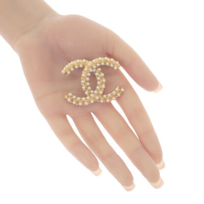 CHANEL Coco Mark Pearl Brooch Metal Gold Women's ISY | eBay