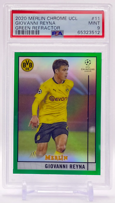 2020-21 Giovanni Reyna PSA 9 Topps Merlin Chrome UCL Green