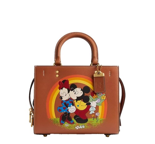 Genuine COACH Rogue Colorblock 27054 beige leather chain link