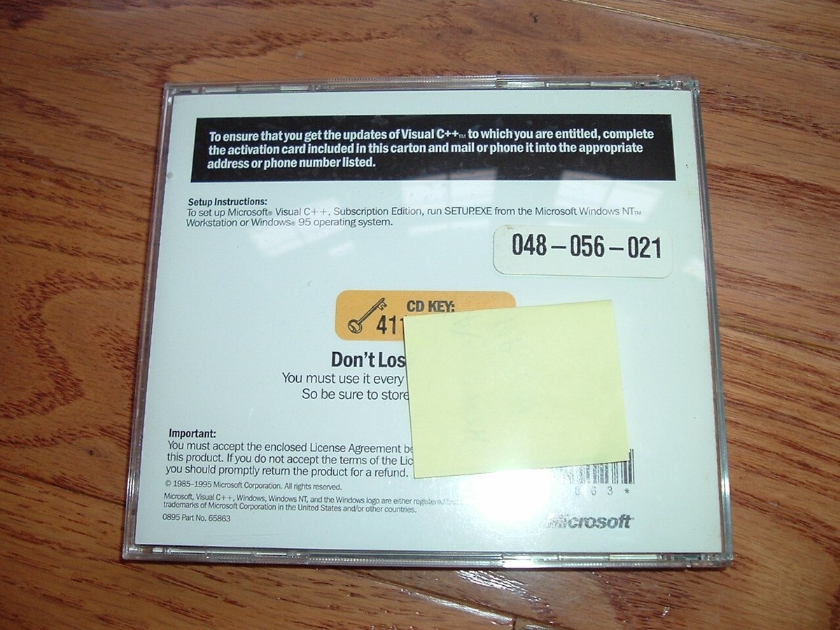 Microsoft Visual C++ 4.0 Subscription - original CD with CD KEY