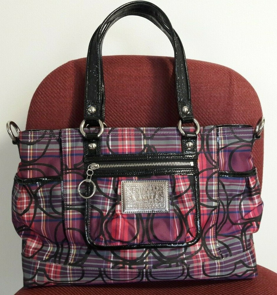 AUTHENTIC COACH POPPY SATCHEL BAG PURSE 14367 BLUE/RED/PURPLE