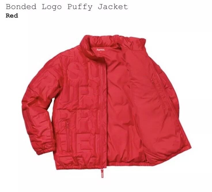 Supreme SS19 Bonded Logo Puffy Jacket Red Size Medium Sold Out