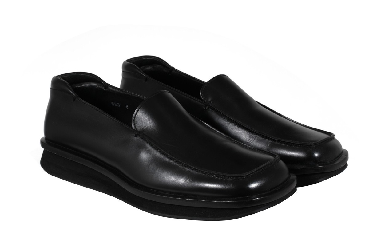 Prada Mens AW99 Vtg Square Toe Loafers US 9 UK 8 Black Leather