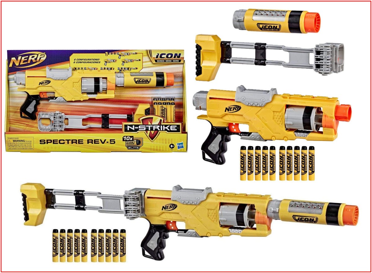 NERF N-Strike Icon Series SPECTRE REV-5 Blaster - 6 Guns-N-1 + 5