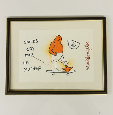 Mark Gonzales Drawings Art Signed One of a Kind Art Original 16in