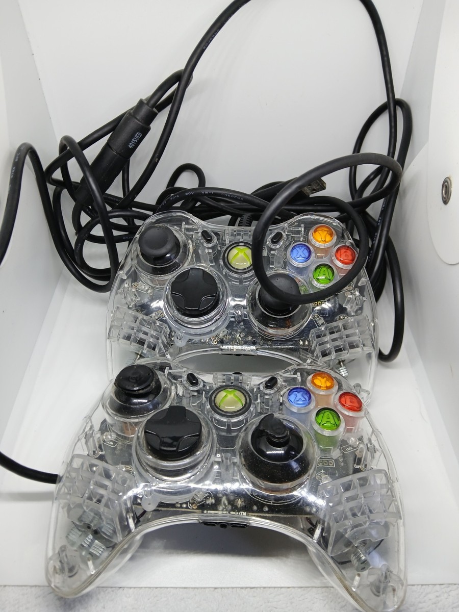 Microsoft Xbox 360 Clear PDP Afterglow Wired Controller Lot Of 2