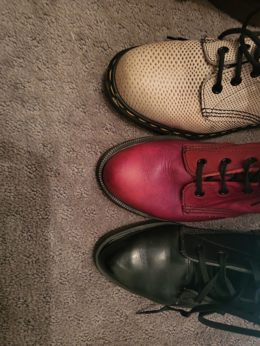 Dr Martens 7 Eye Vintage 1990s MIE Almond Toe Crimson | eBay