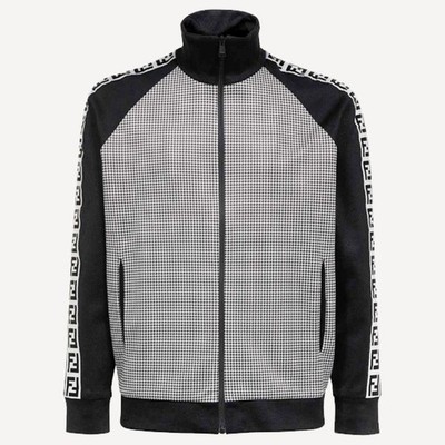 FENDI FAF662AL47 FF Tape Monogram Jersey Track Jacket Houndstooth