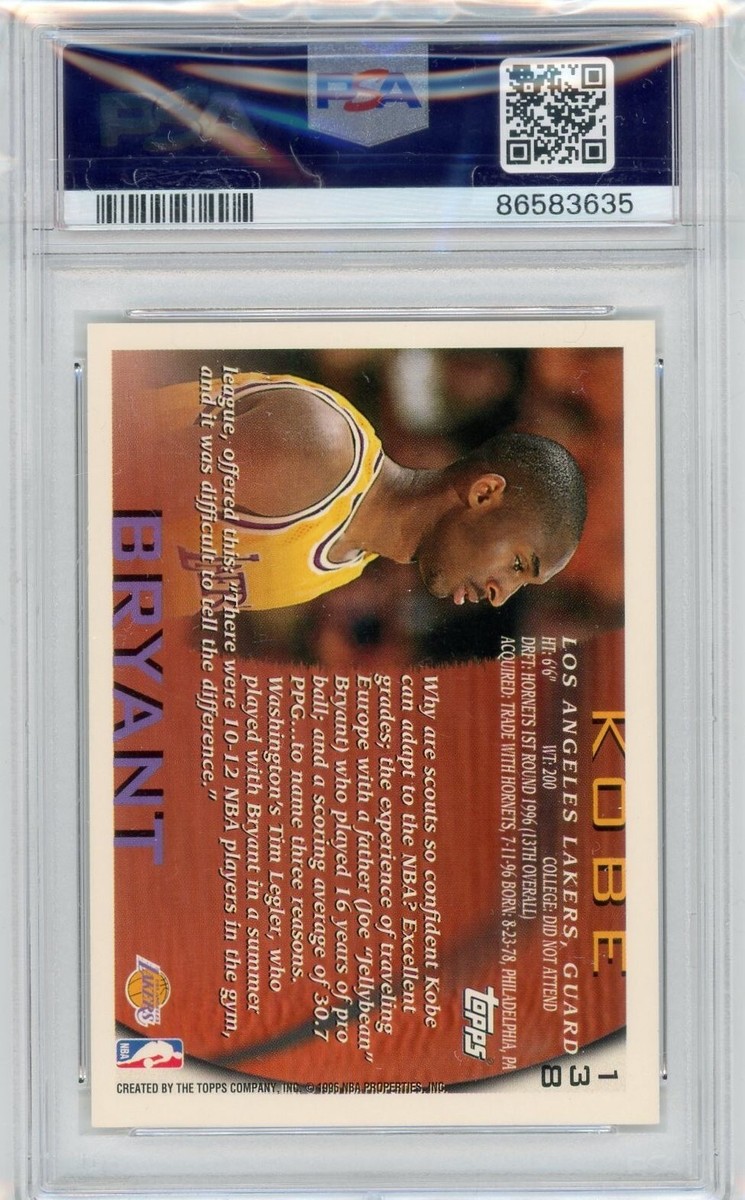 1996 Topps Basketball #138 Kobe Bryant Rookie PSA 9 | eBay
