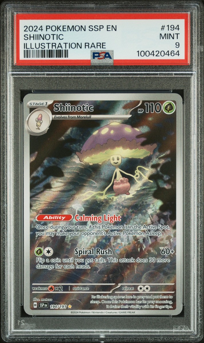PSA 9 Shiinotic Illustration Rare #194 2024 Pokemon SSP Surging