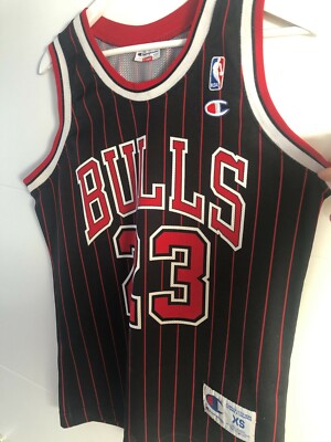 Michael Jordan Chicago Bulls Champion Basketball Pinstripe Jersey
