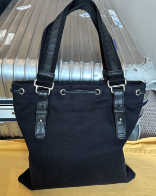 Yves Saint Laurent KAHALA Black Canvas Leather Tote Bag wz/Storage