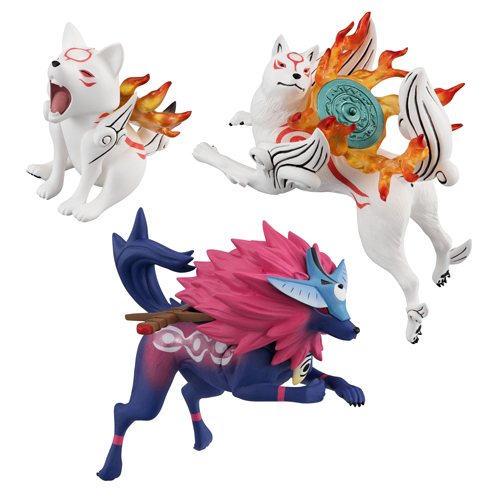 Okami Den Set of 3 Noodle Stopper Figure Amaterasu, Oki