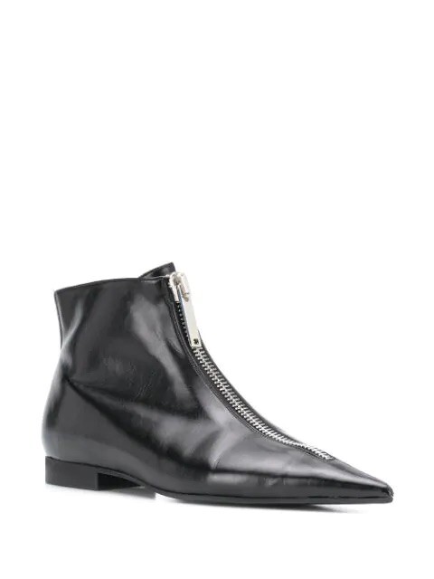 New Stella McCartney Zipit Vegetarian Leather Ankle Boots Black US