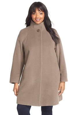 NWT $985 Cinzia Rocca DUE Wool Blend Stand Collar A-Line Coat in
