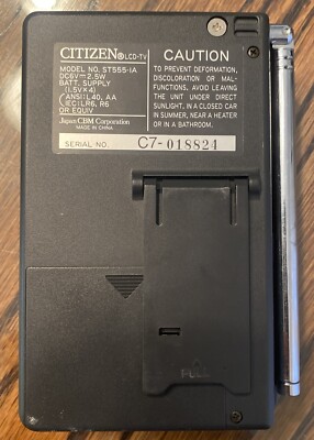 Vtg Citizen ST555 Black Pocket Color LCD TV 2.2