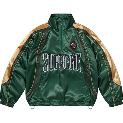 SUPREME SATIN PIPING PULLOVER HALF ZIP TRACK JACKET SS25 Green
