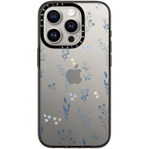 CASETiFY Compact iPhone 15 Pro Case 15 (6.1), Small blue flowers