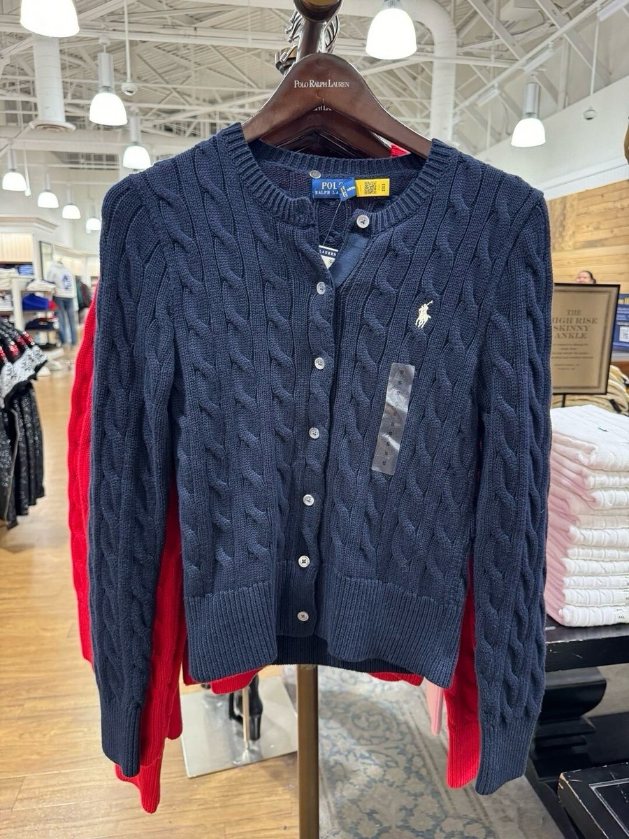 NWT Polo Ralph Lauren Women 100% Cotton Cable Knit Cardigan