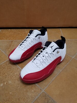 Men size 13 Nike Air Jordan 12 Retro Low Cherry Red White Golf