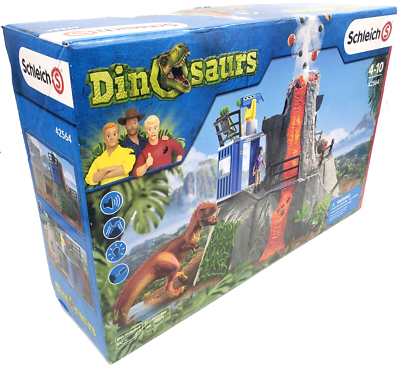 SCHLEICH DINOSAURS VOLCANO BASE CAMP KIDS TOY PLAYSET LAVA LIGHT