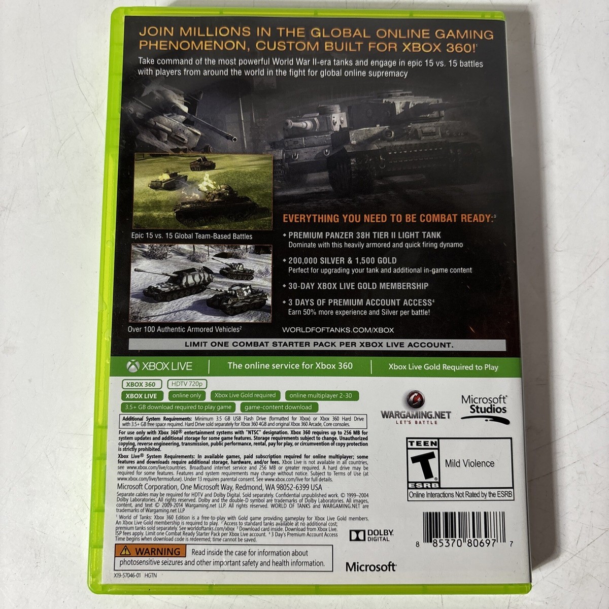 World of Tanks Xbox 360 Edition (Microsoft Xbox 360, 2014) CIB | eBay