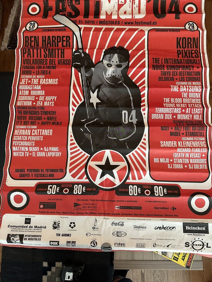 Vintage Festimad 2004 Poster Patti Smith Korn Pixies Hockey Goalie