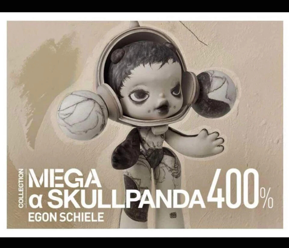 POP MART MEGA α SKULLPANDA 400% Egon Schiele collaboration Action