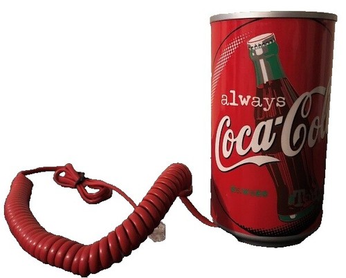 1995 RED Coca Cola Disc Telephone W/Neon Blinking Lights (New In