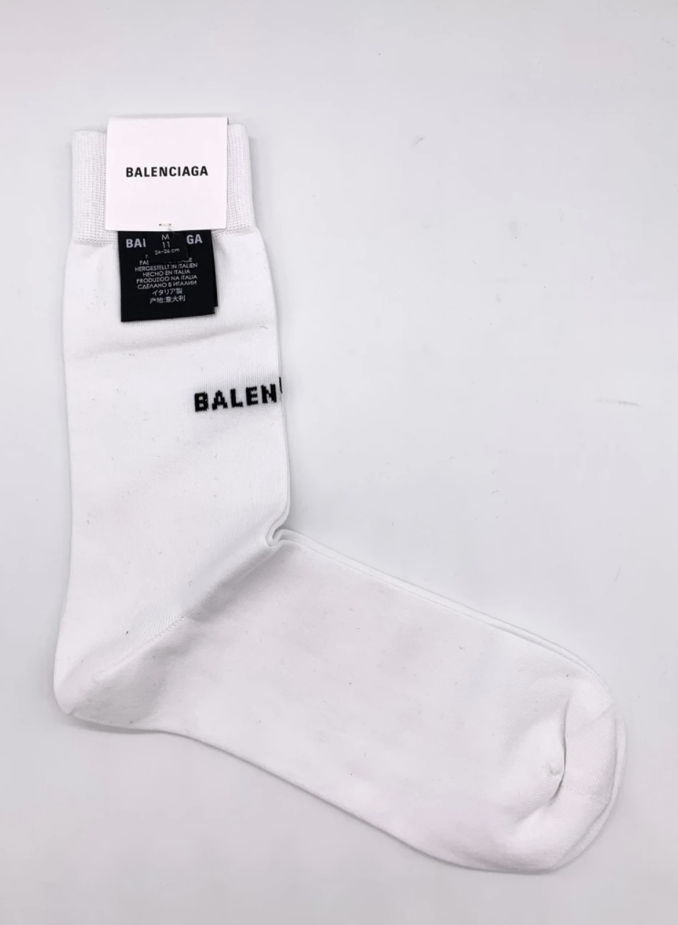 Balenciaga White logo Socks Cotton Size Medium (size 7-9) | eBay