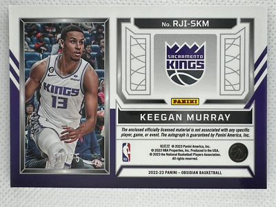 2022-23 Obsidian KEEGAN MURRAY /75 Dual PATCH AUTO Sacramento