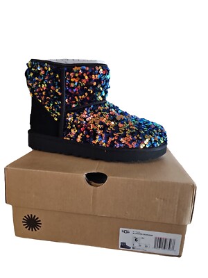 WOMEN'S Size 6M UGG W CLASSIC MINI STELLAR SEQUIN NEW WITH BOX | eBay
