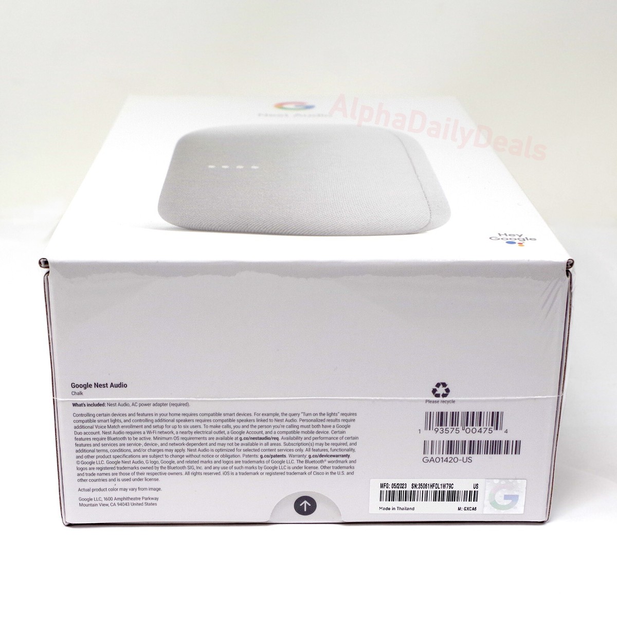 NEW Google Nest Audio Smart Stereo Speaker Voice Assistant Chalk