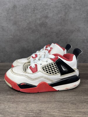 Air Jordan 4 Retro Fire Red Size 9C Toddler Nike White Black 2020