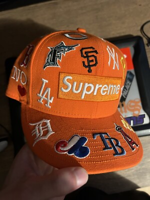 Supreme MLB New Era Hat Orange Size 7 3/8 SS20 Fitted Cap | eBay