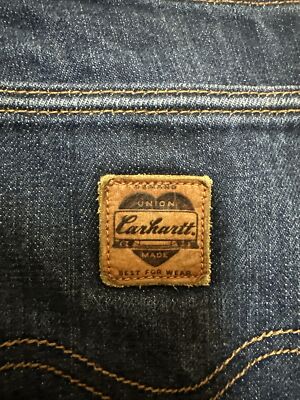 Vtg Carhartt Union Made Heart Logo Selvedge Denim Trail Jeans 40's