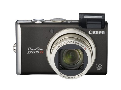 Black Canon PowerShot SX200 lS 12.1MP 12x Optical Zoom CCD Digital