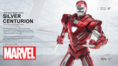 action figure Marvel IRON MAN Mark XXXIII MK33 75% metal LED light