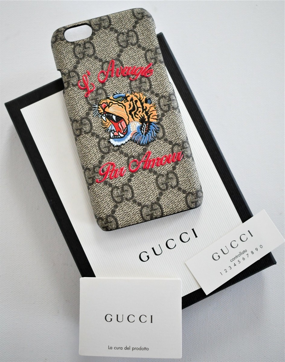 NEW Authentic GUCCI L'AVEUGLE PAR AMOUR TIGER GG iPhone® 6 Hard