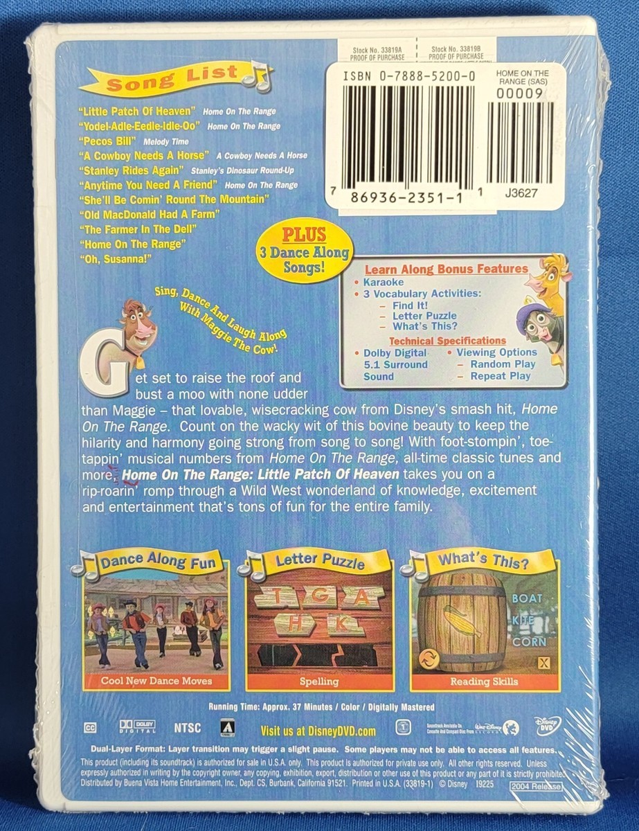 Disney Karaoke Sing Along Songs DVD Home On The Range and Other