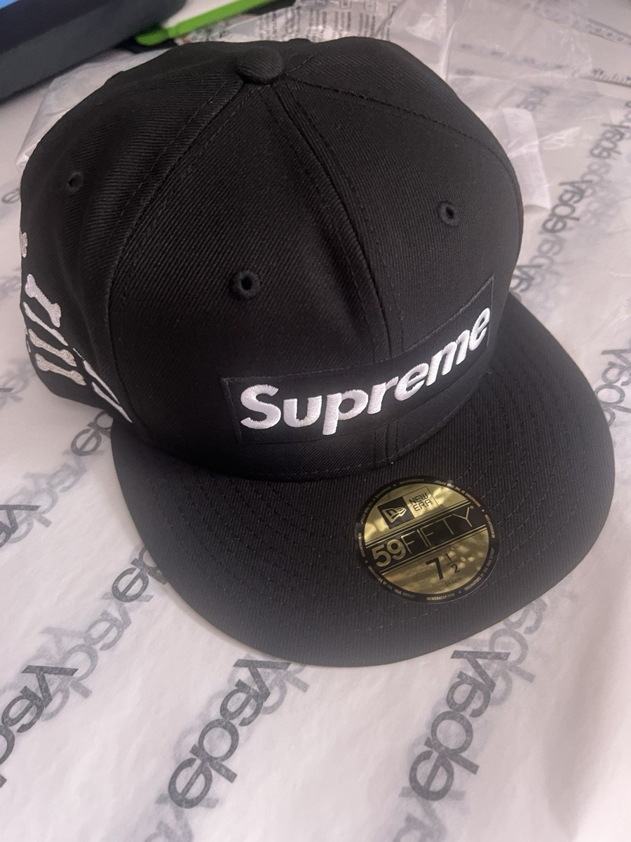 New Supreme Bones Box Logo New Era Black 7 1/2 | eBay
